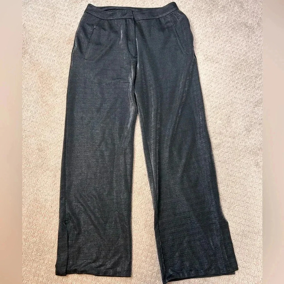 TopShop shiny gray split hem loose trousers, Size 6, high waisted, flowy, Office - Picture 2 of 9